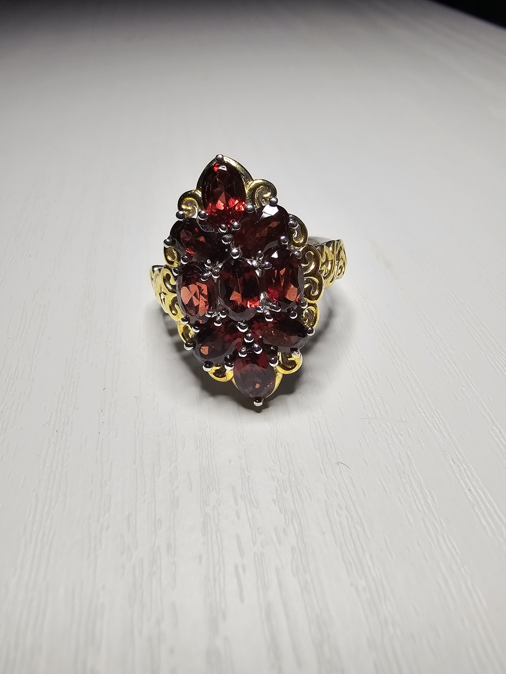 Mozambique Garnrt Ring In 18k YG Plated Size 8